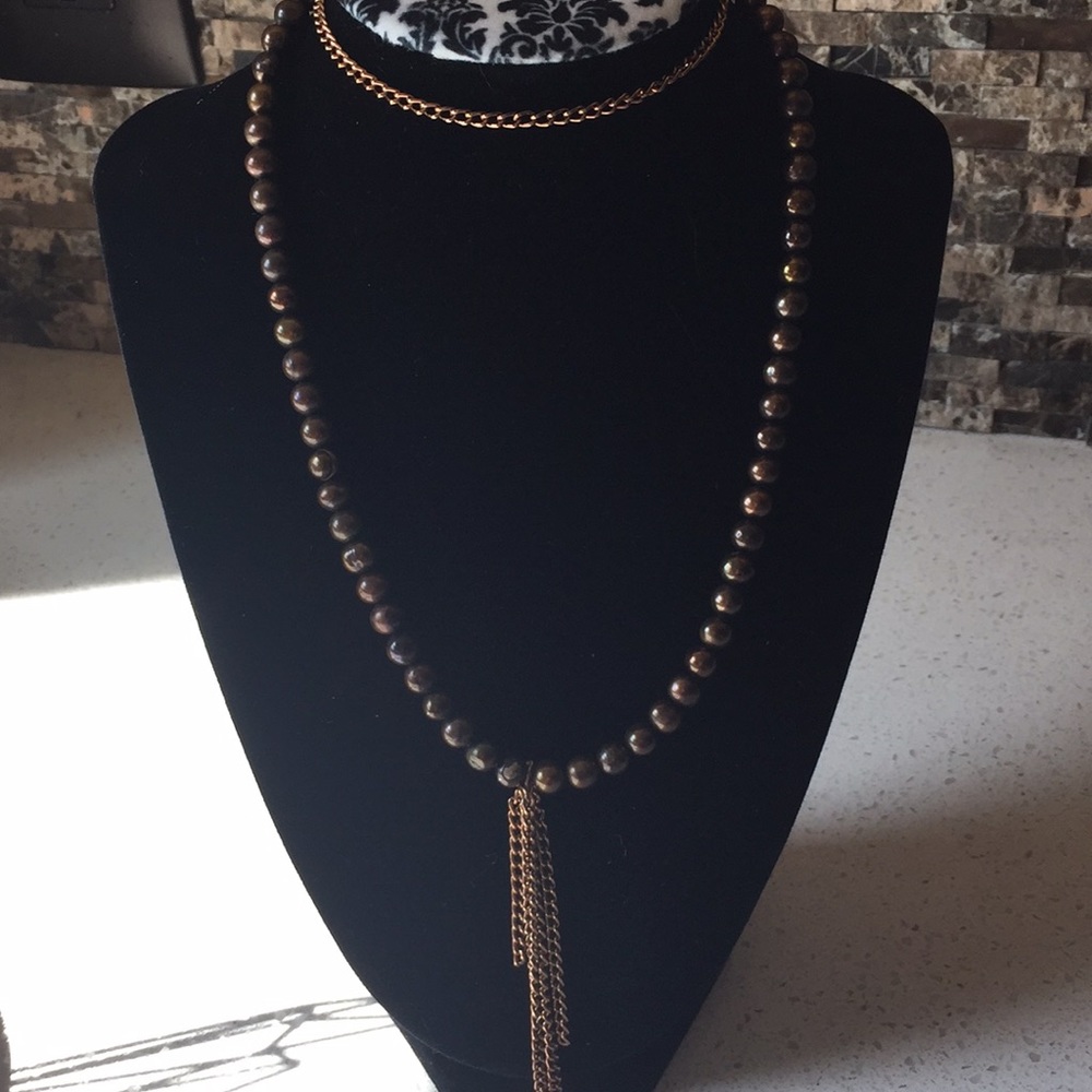 Handcrafted long dangle chain necklace